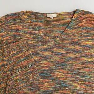 Women's Easel Los Angeles V-Neck Multicolor Sweater Size‎ L Eyelet Detailing